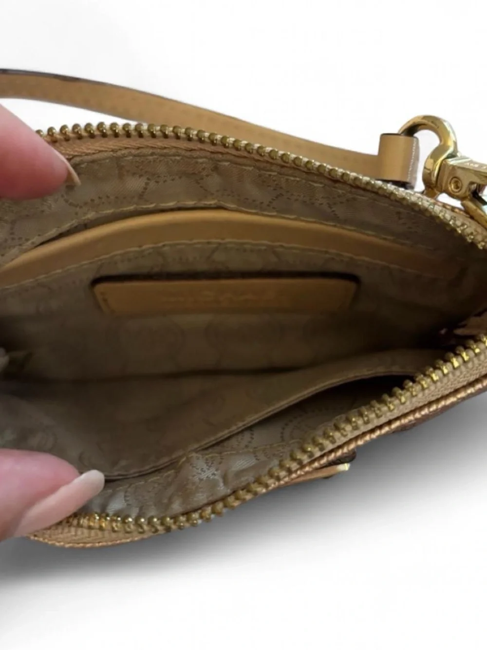 Michael Kors Metallic Gold Monogram Wristlet